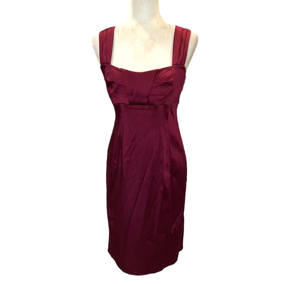 calvin klein red satin dress Calvin Klein Vintage V-neck Strap Gown Maxi Dress | Red